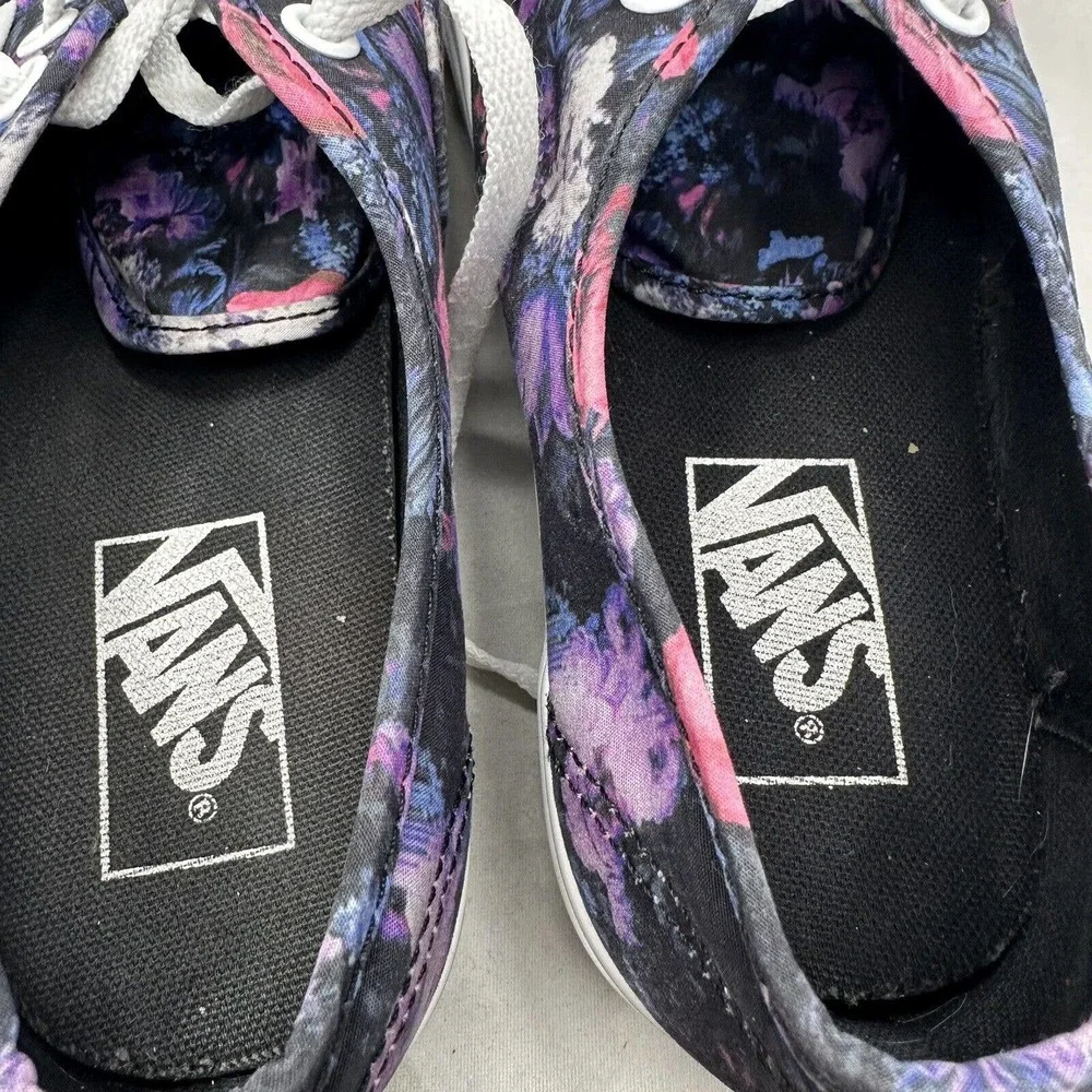 Vans Authentic Black Warped Floral Canvas Skate Shoes Mens Sz 5.5/ Women's Sz 7 - Picture 8 of 8